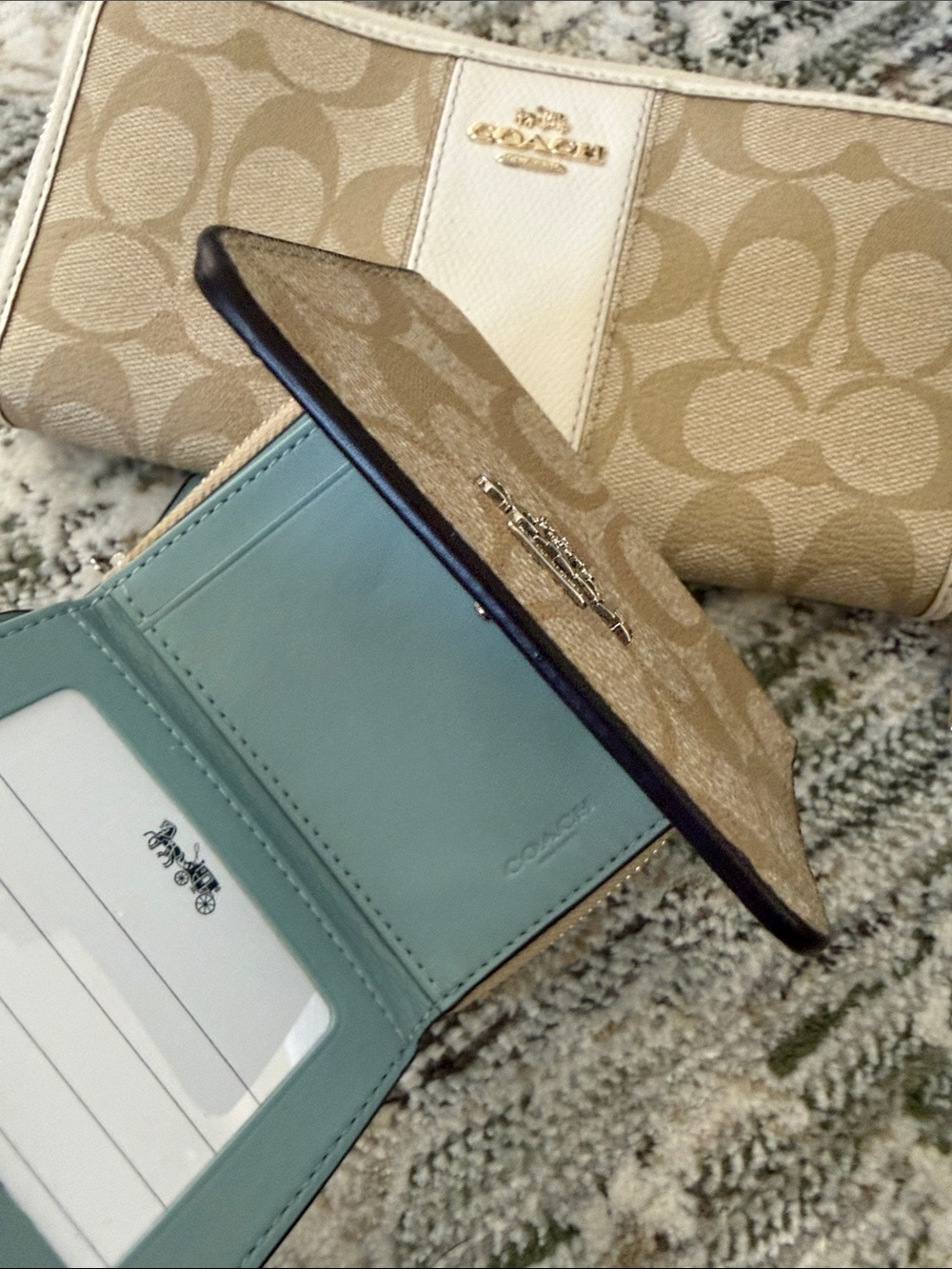 Coach Khaki and Chalk Signature Canvas Wallet Set - Picture 2 of 3